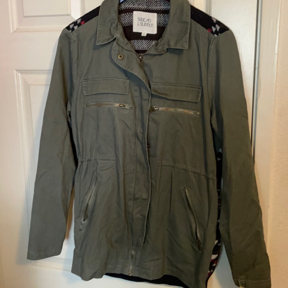 Thread & Supply Green Utility Jacket Southwestern (Cotton)and Army (polyester)M